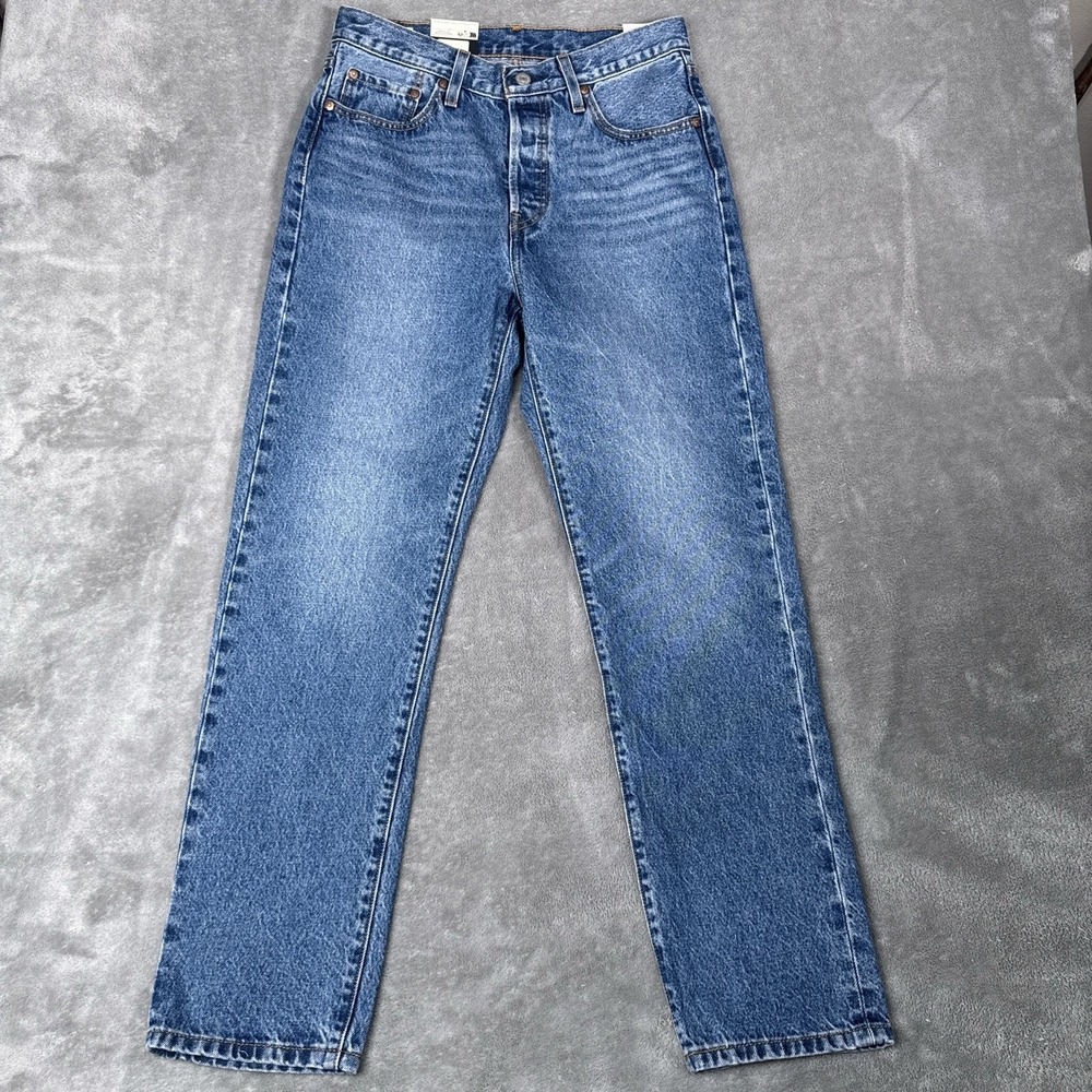 Levis Jeans Mens 28x30 Premium 501 Denim Blue Straight Leg NWT Button Fly